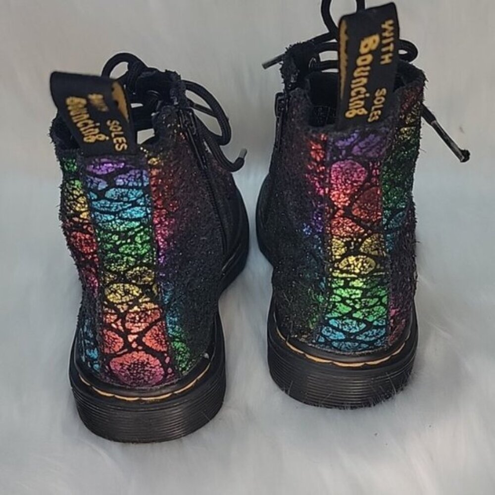 DR. MARTENS 1460 Pascal‎ Girl's Metallic Rainbow Croc Mermaid Zip Punk Boots 9 - Picture 5 of 10